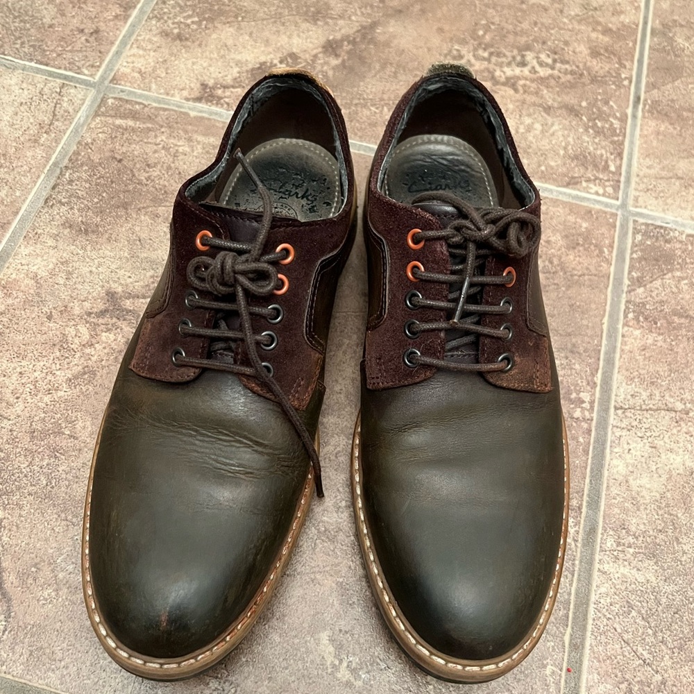 Clarks Pitney Walk Dark Brown Leather Oxford Ortho Lite Men’s US 8.5
